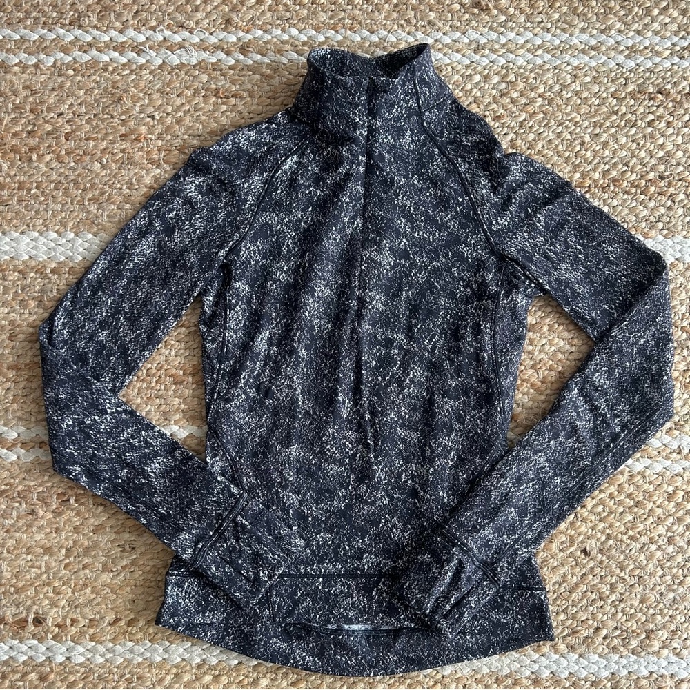 Lululemon Outrun the Elements 1/2 Zip Misted Jacquard Black